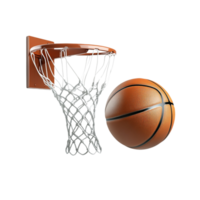 A dynamic basketball and hoop for clean visuals, Isolated on transparent Background. png
