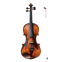 Exquisite handcrafted violin with strings and bow, Isolated on transparent Background png