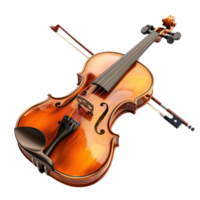 Handcrafted violin with fine details, strings, and bow, Isolated on transparent Background png
