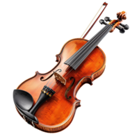 Detailed handcrafted violin with strings and bow, showcasing musical craftsmanship, Isolated on transparent Background png