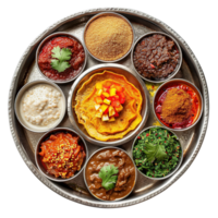 Ethiopian injera platter with vibrant spicy stews, isolated on transparent Background png