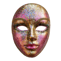 Sparkling 3D carnival face mask with sequins, isolated on transparent Background png