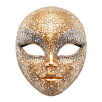 3D realistic carnival face mask with sparkling sequins, isolated on transparent Background png