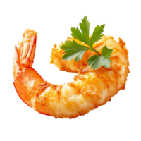 Deep-Fried Golden Prawn with Crunchy Batter and Parsley Isolated on Transparent Background png