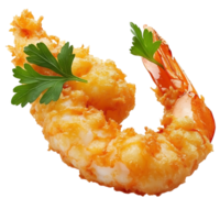 Gourmet Fried Prawn with Crispy Golden Batter and Parsley Isolated on Transparent Background png