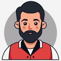 Cartoon Style Portrait Of A Man With Beard And Red Jacket Illustration vector