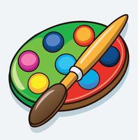 Palette With Colorful Paints And Brush Art Supplies Creative Design Element vector