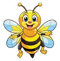 Cheerful Cartoon Bee Character Illustration With Smiling Face And Open Arms vector