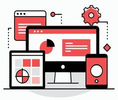 Illustration Of Responsive Design Web Development And App Development Process vector