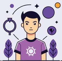Flat Illustration Of A Person Surrounded By Abstract Geometric Elements vector