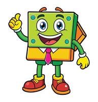 Smiling Square Character Giving A Thumbs Up With Cheerful Expression And Business Attire vector