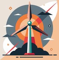 Abstract Wind Turbine Design Power Generation Renewable Energy Concept Illustration vector