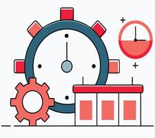 Productivity And Time Management Concepts With Clock Gear And Calendar Design vector