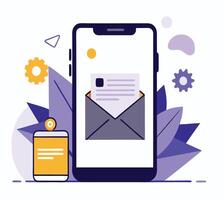 Mobile Email Marketing With Modern Design And Geometric Elements For Business Communication vector