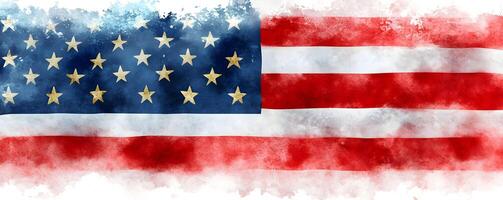 Abstract American flag design with blurred red and blue tones in a painterly style photo