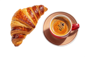 croissant and coffee, top view -generated by ai png