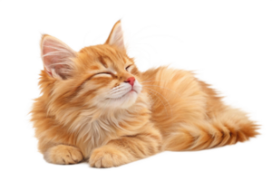 full body of a cute ginger cat lying on isolated png