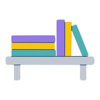Simple illustration of colorful books on a shelf. Ideal for education and learning designs. vector