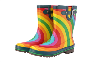rainbow colorful rain boots isolated -generated by ai png