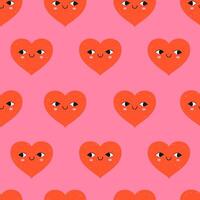 Seamless pattern with cute red hearts on a pink background. graphics. vector