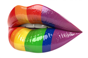 colorfull Rainbow Lips isolated, 3d rendering-generated by ai png