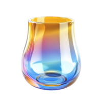 3D Transparent Glass Mug With Vibrant Rainbow Design On Transparent Background png