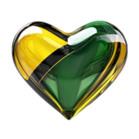 3D Love Jamaica Heart With National Flag Colors On Transparent Background png