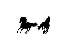 Pair Horse Silhouette, can use for Logo Gram, Art Illustration, Emblem, Pictogram, Apps, Website, etc. Editable, flat style and BW vector