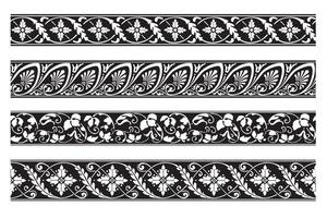 Set of border decorative floral seamless ornamental vector