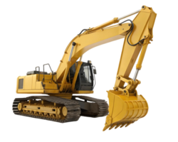 A construction excavator with a yellow color and a sturdy bucket for digging and lifting heavy materials png