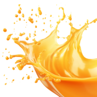 Splash of bright orange liquid frozen in motion, creating a vibrant and dynamic effect, png