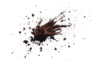 Rich Brown Paint or Ink Splash with Crumbled Texture on a White Background, Perfect for Dynamic and Artistic Visual Concepts png