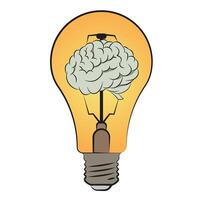 Light bulb and brain. Symbol of creativity, creative idea and mind, thinking. Good idea. vector