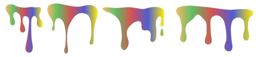 Melting of matter in bright colors. A bright substance drips and flows. Set of runoff substance. vector