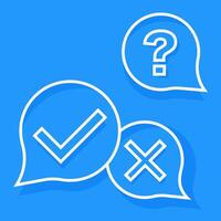 Confirmation and prohibition sign. Yes and no signs and question mark in text bubbles. vector