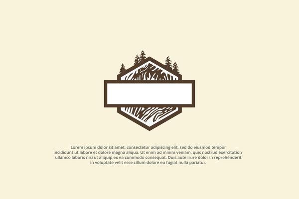 carpentry hexagon emblem wood pattern and tree logo