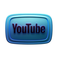 Stunning 3D Render of YouTube Logo with Glowing Blue Frame on transparent Background png