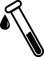 Test tube with drop icon. black design in trendy style. medical and chemical icon. illustration. vector