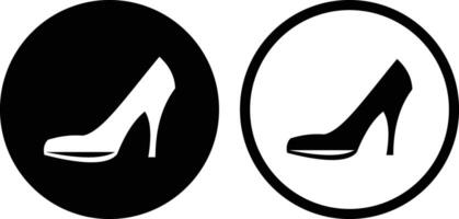 high heel shoe icon set. Set of black high heel shoes silhouettes isolated on white background. two black and white images of high heel shoes vector