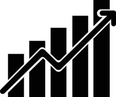 Growing graph icon . flat design pictograms isolated on a white background. black design for web apps and mobile concept. Premium quality symbols vector