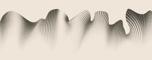 Dynamic Black Halftone Isolated on Soft Beige Background. Abstract gradient design with fluid wave shapes and dotted texture. Ideal for technology themes, branding, artistic posters, and web design vector