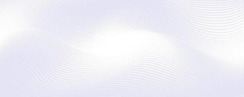 Abstract White Halftone Waves Background with Smooth Gradient Texture. Modern minimalistic design with flowing white dotted pattern. Perfect for tech visuals, banners, futuristic presentations, print vector