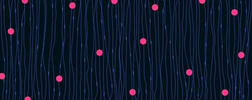 Abstract Minimalist Wave Pattern with Flowing Blue Lines and Pink Dots on Dark Background. Elegant and modern design with thin linear waves and geometric points. Ideal for digital art, tech graphics vector