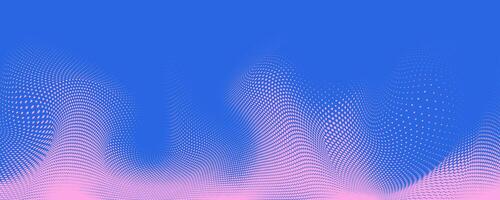 Vibrant Blue and Pink Halftone Gradient Background with Abstract Dotted Mesh. Colorful retro background with smooth transitions and futuristic vibes. Great for modern posters, social media visuals vector