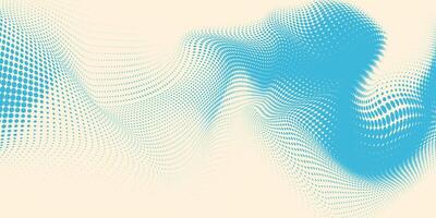 Vibrant Blue Halftone with Wave Effect Isolated on Cream Background. Colorful retro texture with smooth transition and dot sand texture. Perfect for branding, social media, posters, and futuristic vector