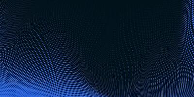 Abstract Blue Halftone Gradient on Dark Blue Background. Dynamic dotted pattern with smooth transitions and modern wave effects. Perfect for creative posters, social media graphics, branding, and web vector