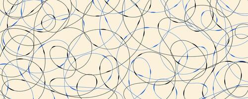 Abstract Scribble Lines Isolated on Soft Beige Background. Elegant and dynamic art with black and blue curving squiggle lines. Perfect for branding, print, poster, wall art vector