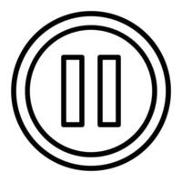 A black and white icon of a button with two lines vector
