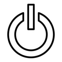 A black and white outline of a power button vector