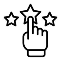 A hand pointing to five stars on a white background vector